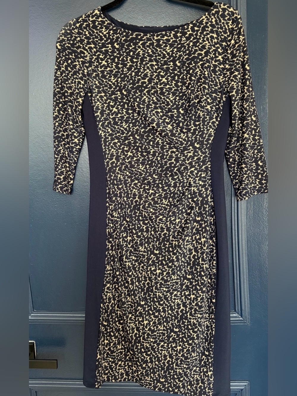 Lauren Ralph Lauren Navy Cream Printed Sheath Dress Size 4